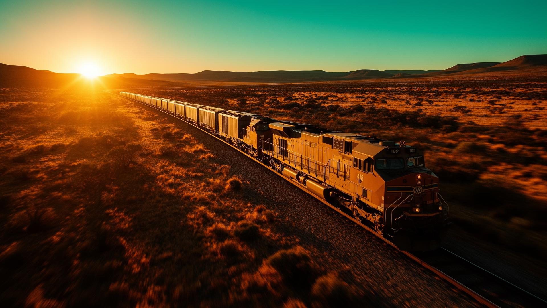 Freight train at golden hour